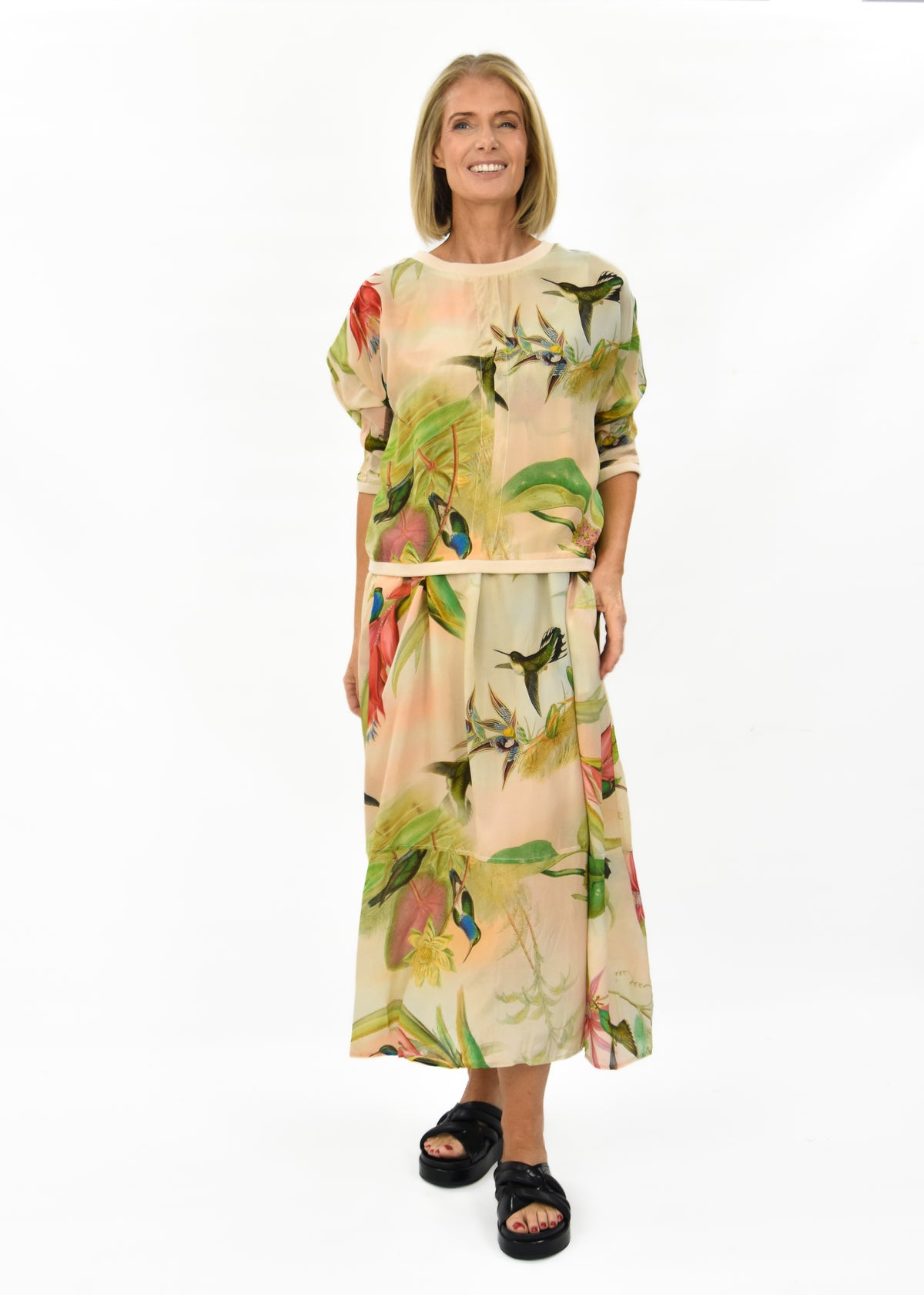 Dream Silk Dress - Birds