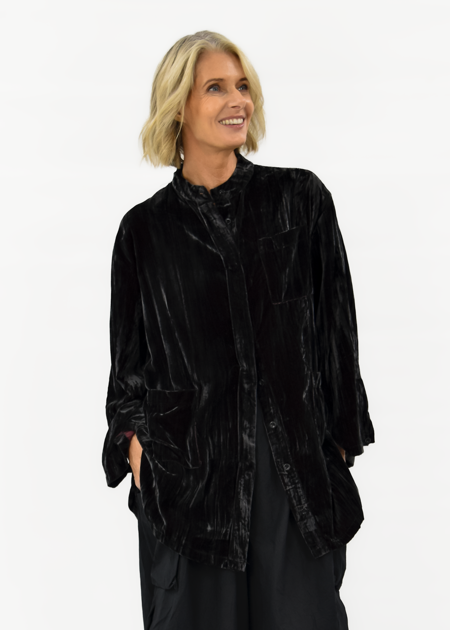 Velvet Noir Shirt Jacket