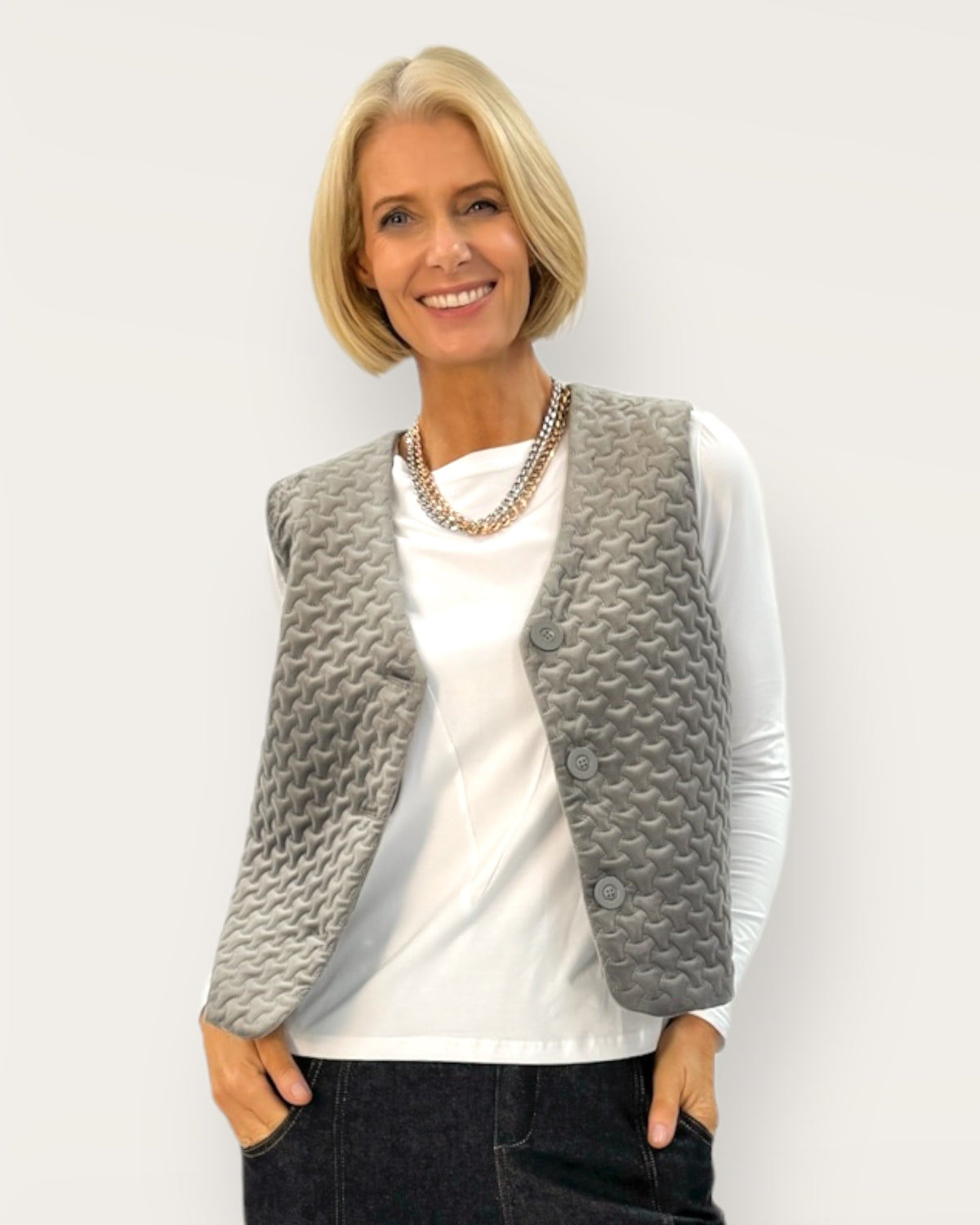 Snow Quilted Velvet Vest